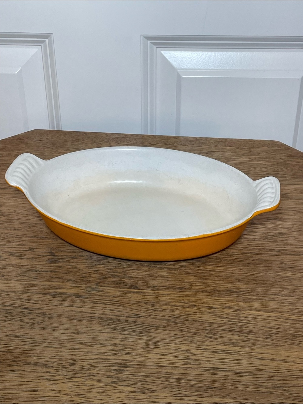 Vintage Le Creuset Flame Orange Oval Au Gratin Cast Iron Baking Dish 20